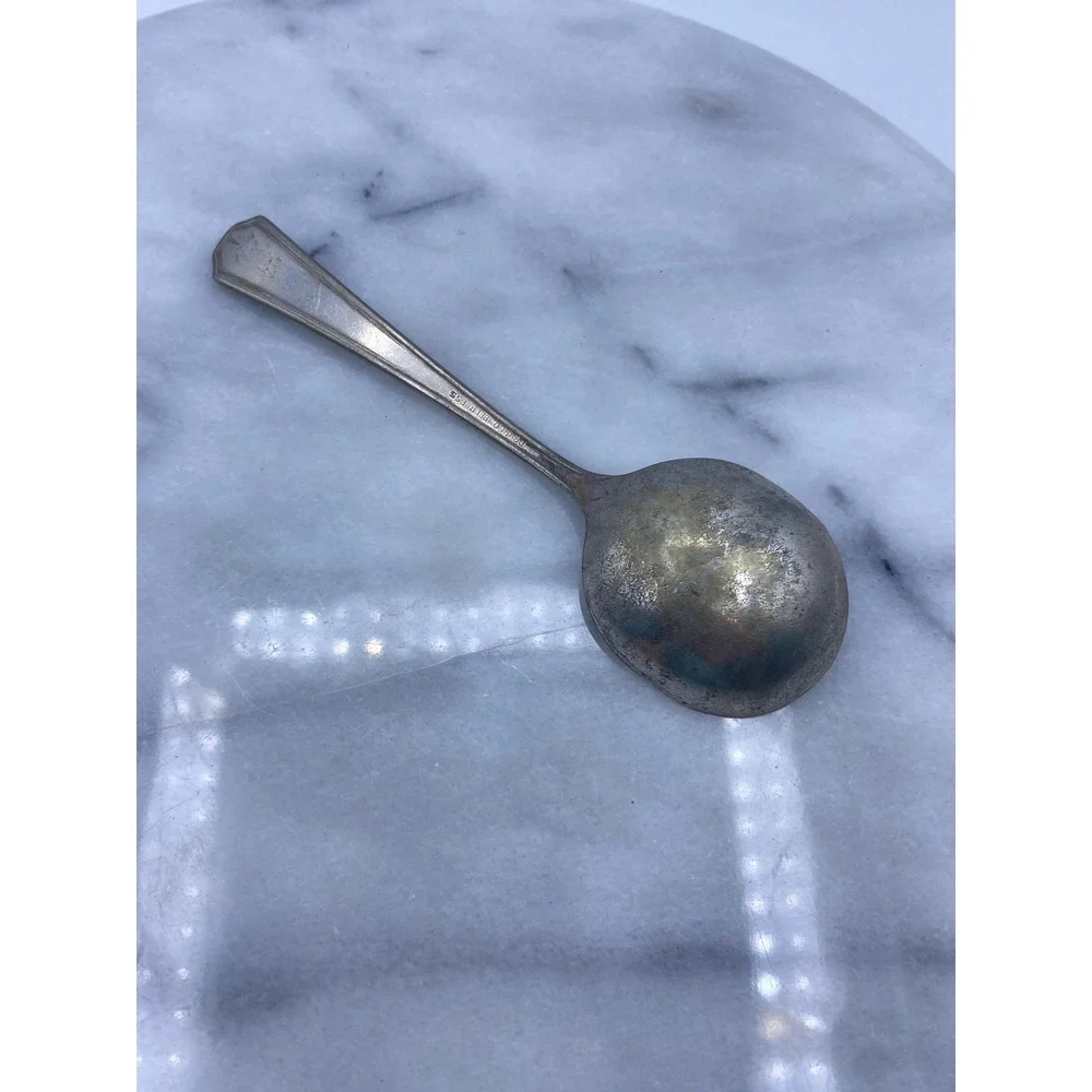 Dohrco Peerless Vintage Silverplate Spoon 5.75 Inch Art Deco Silver Patina